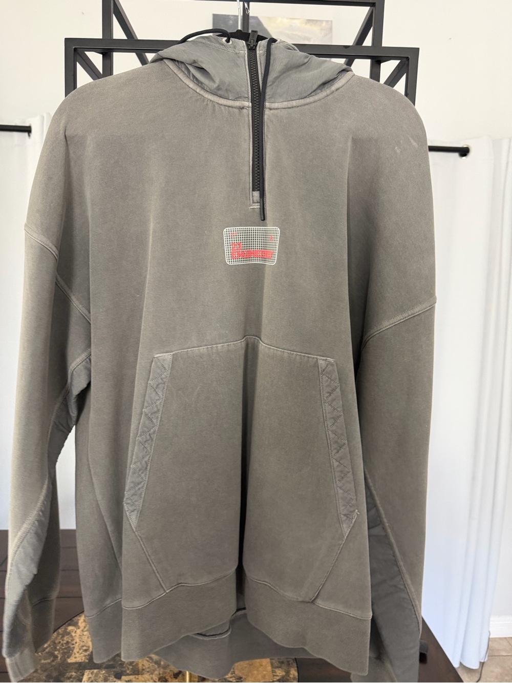 Men's Quarter-Zip Hooded Pullover - Gray